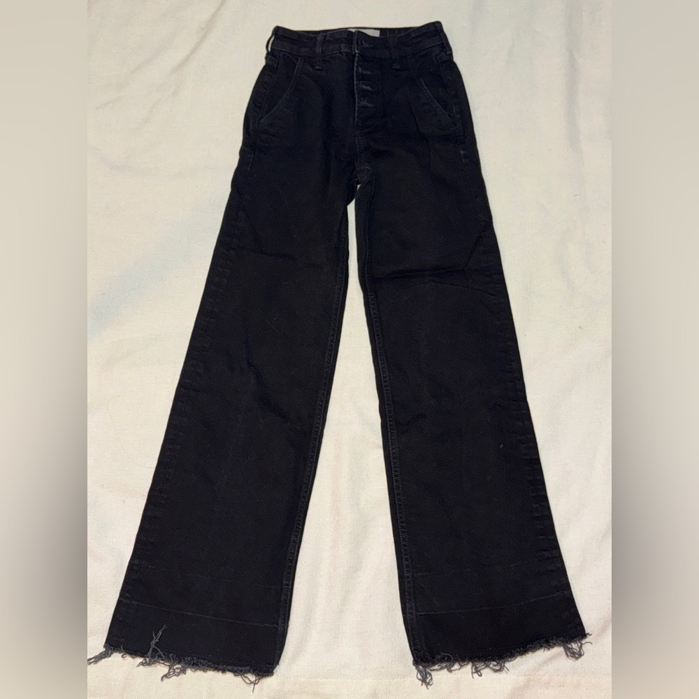 EVERLANE The Wide Leg Jean Size 23 Regular Black Button Fly